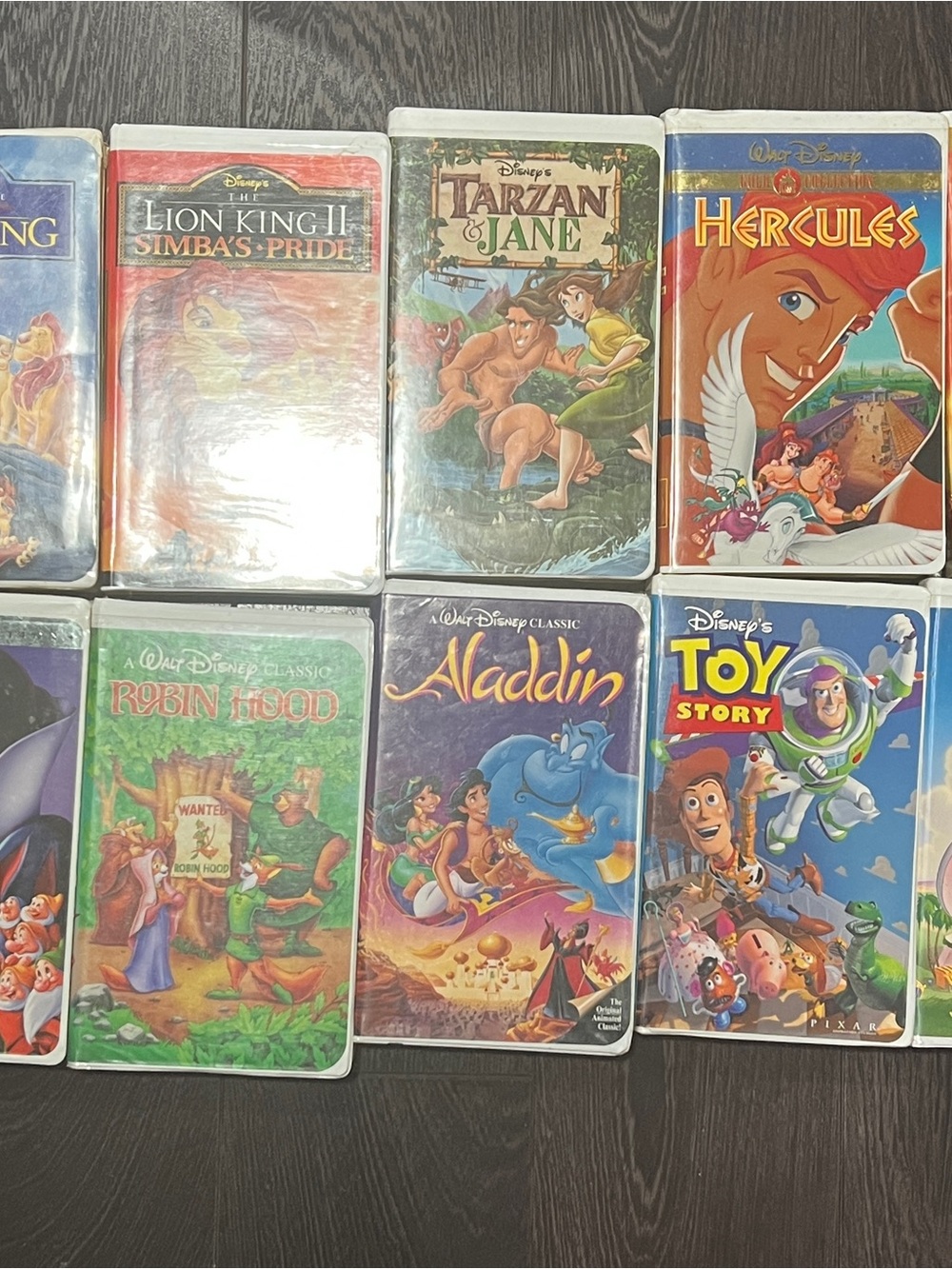 VHS Disney lot of 10 Snow White Aladdin Lion King Tarzan & Jane Toy Story Dumbo